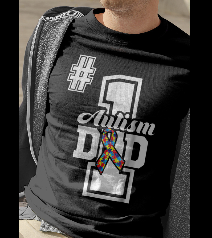 1 Autism Dad Autism Awareness Puzzle T-Shirt