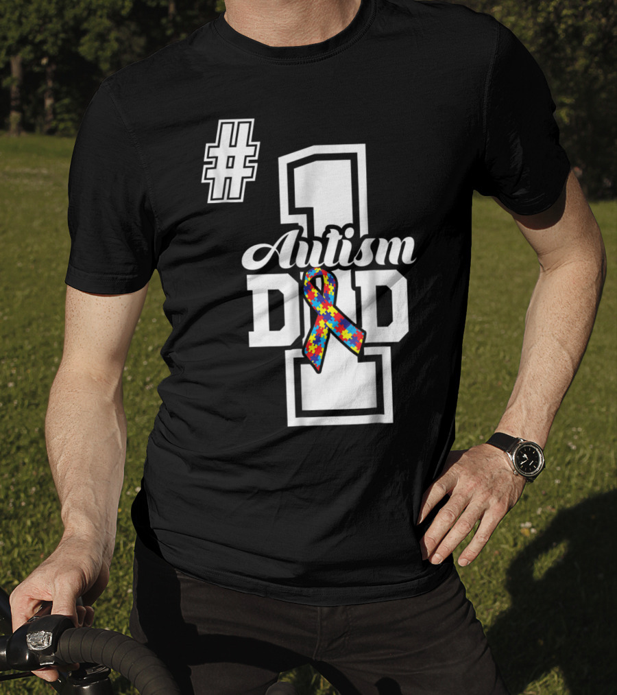1 Autism Dad Autism Awareness Puzzle T-Shirt