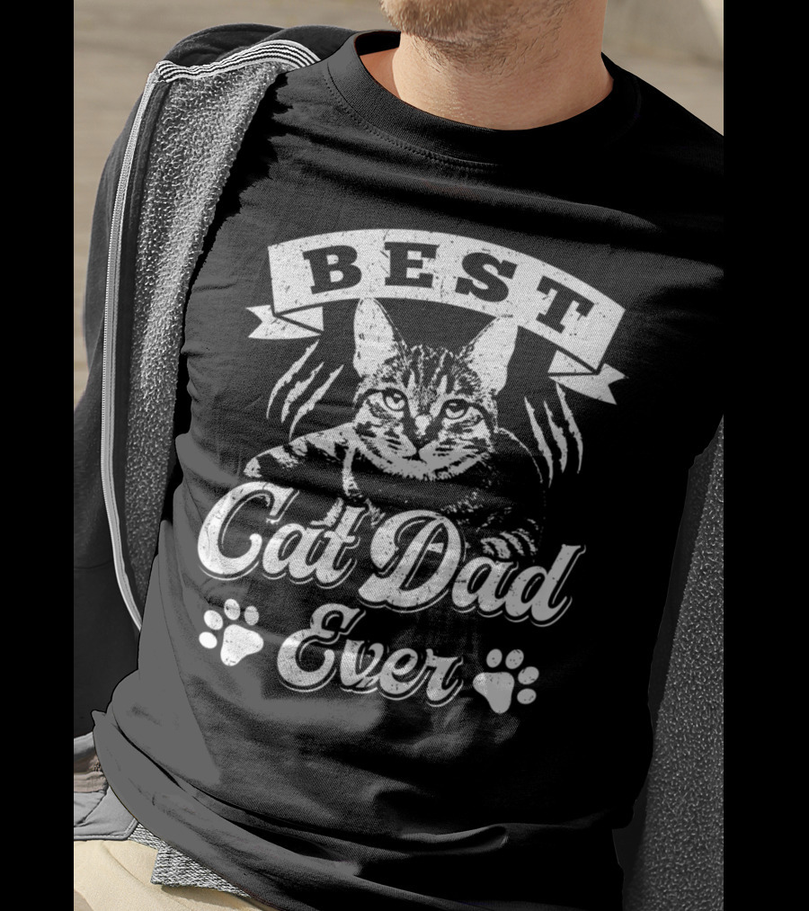 Best Cat Dad Ever Father's Shirt Awesome Cat Mens T-Shirt
