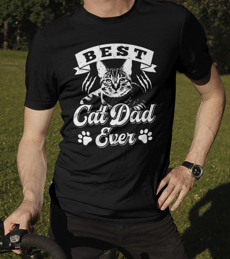 Best Cat Dad Ever Father's Shirt Awesome Cat Mens T-Shirt