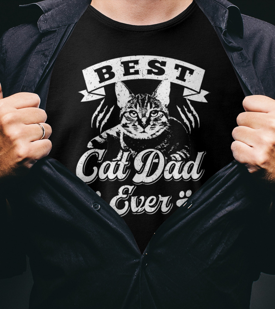 Best Cat Dad Ever Father's Shirt Awesome Cat Mens T-Shirt