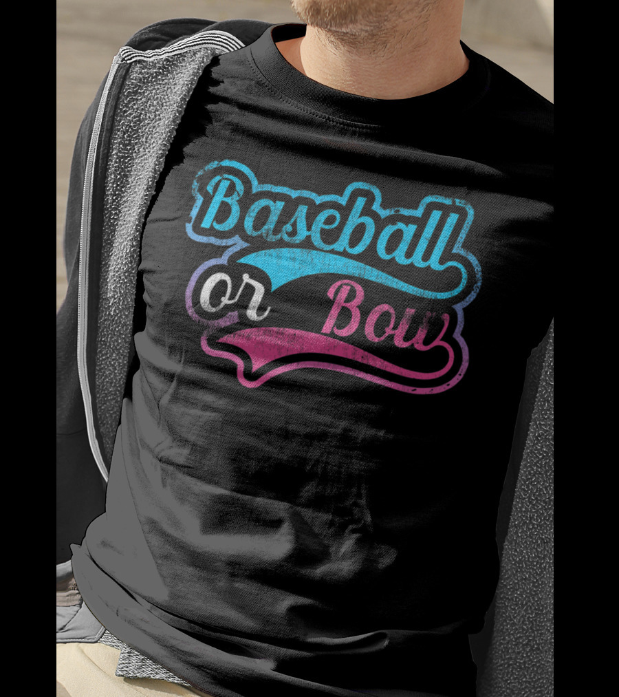 Baseball Or Bow Pregnancy Gender Reveal Baby T-Shirt