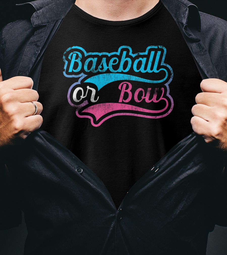 Baseball Or Bow Pregnancy Gender Reveal Baby T-Shirt