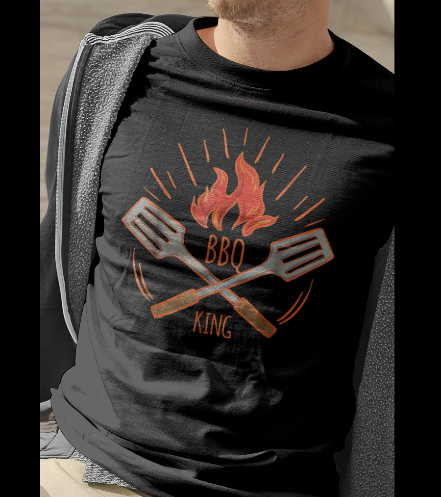 BBQ King Vintage Hot Flames Barbecue Grill Grilling Spatulas T-Shirt