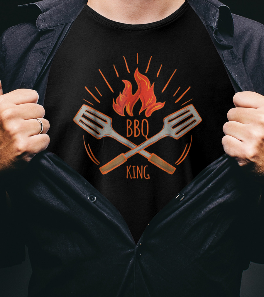 BBQ King Vintage Hot Flames Barbecue Grill Grilling Spatulas T-Shirt
