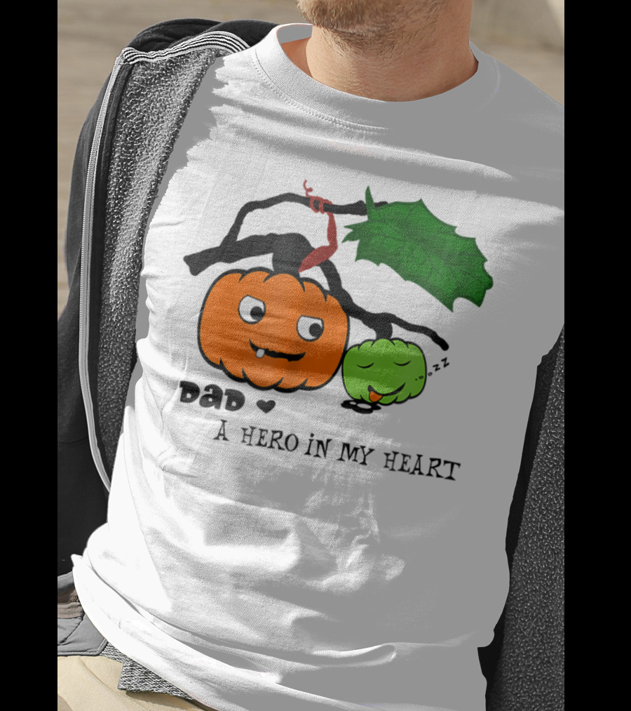 Dad A Hero In My Heart Pumpkin Halloween T-Shirt