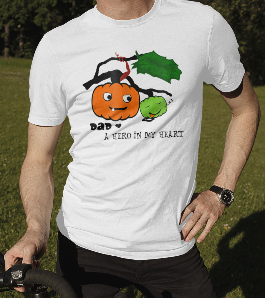 Dad A Hero In My Heart Pumpkin Halloween T-Shirt