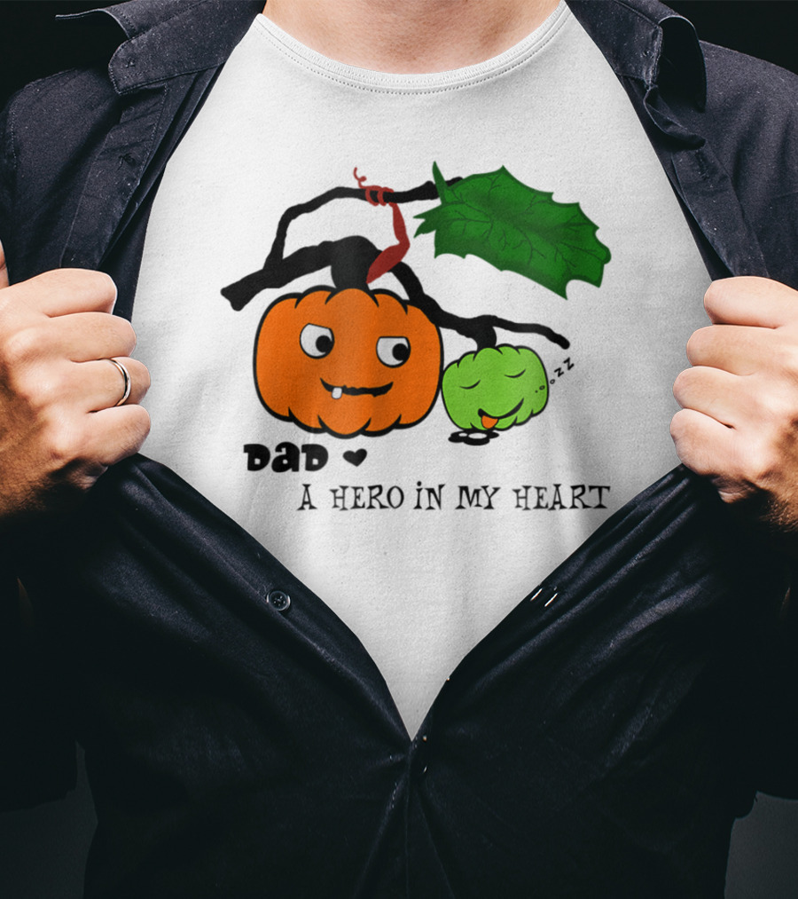 Dad A Hero In My Heart Pumpkin Halloween T-Shirt