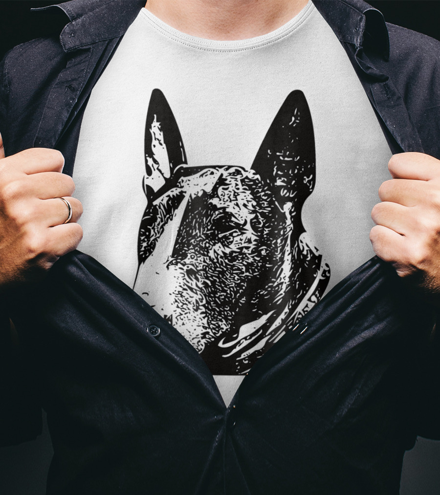 Brindle Bull Terrier Dog Mom Or Dad Head T-Shirt