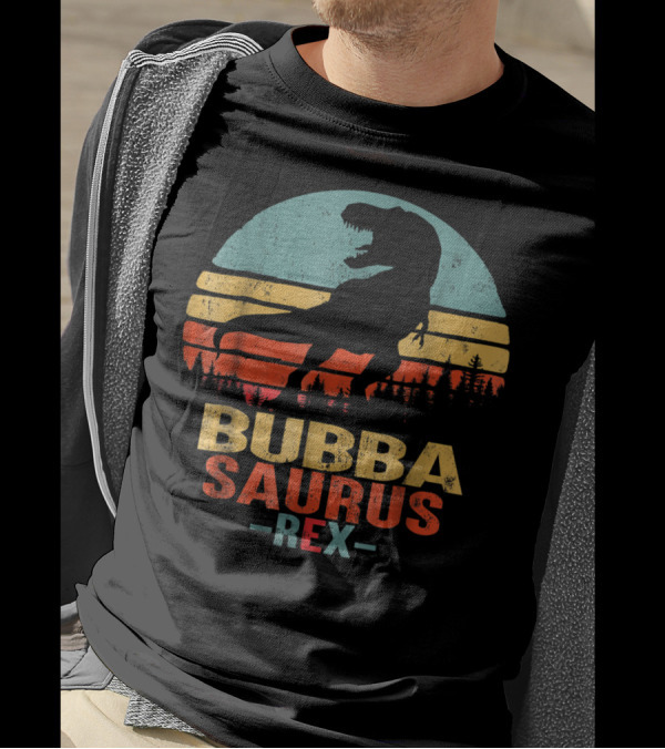 Bubbasaurus Rex Dinosaur Silhouette Retro Sunset T-Shirt