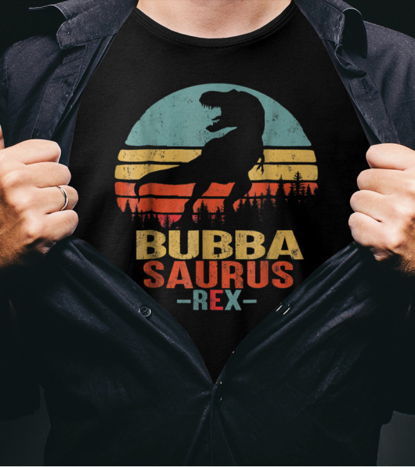 Bubbasaurus Rex Dinosaur Silhouette Retro Sunset T-Shirt