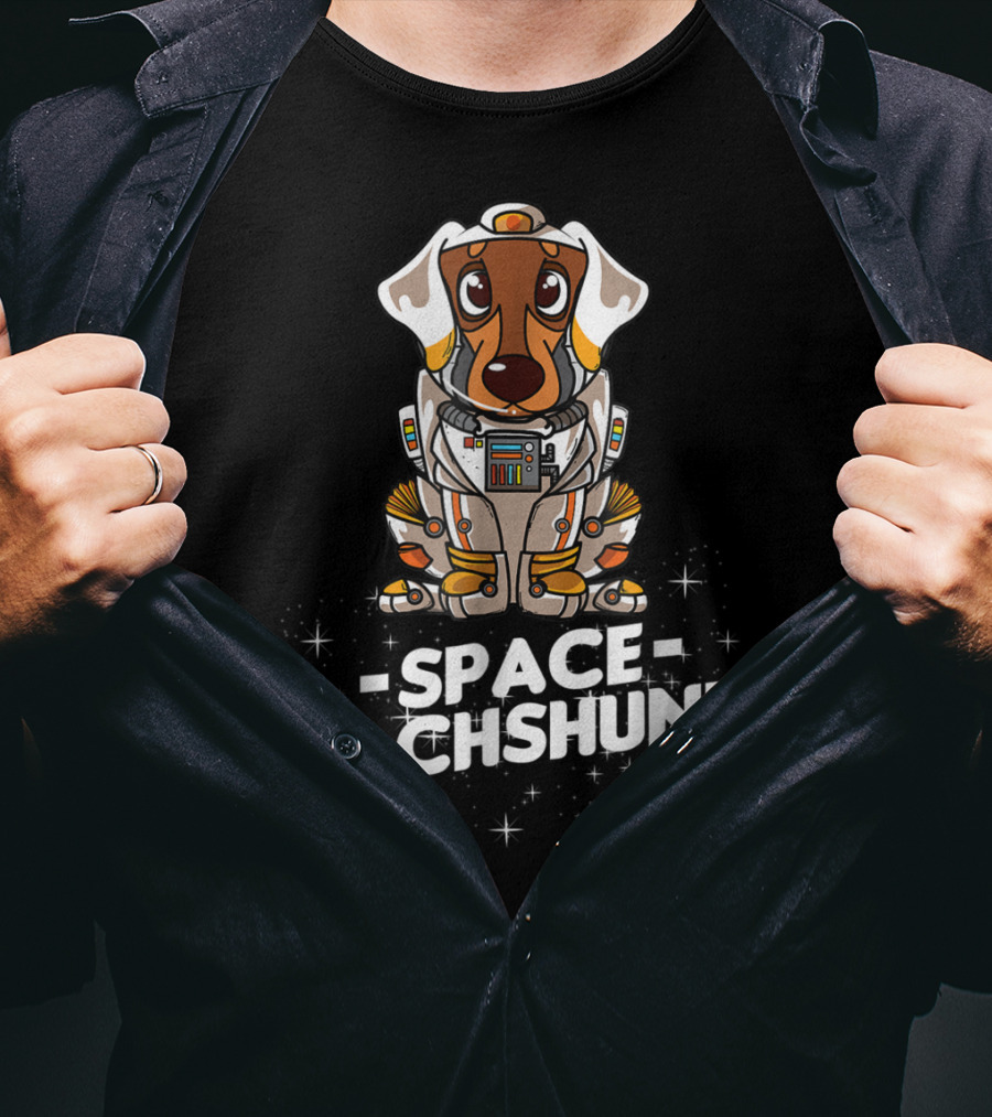 Space Dachshund In Christmas Suit T-Shirt