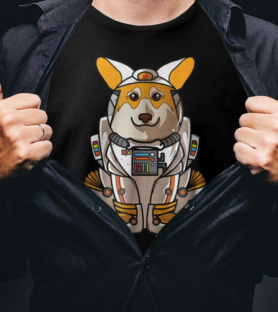 Christmas Space Welsh Corgi Astronaut Suit Dog T-Shirt