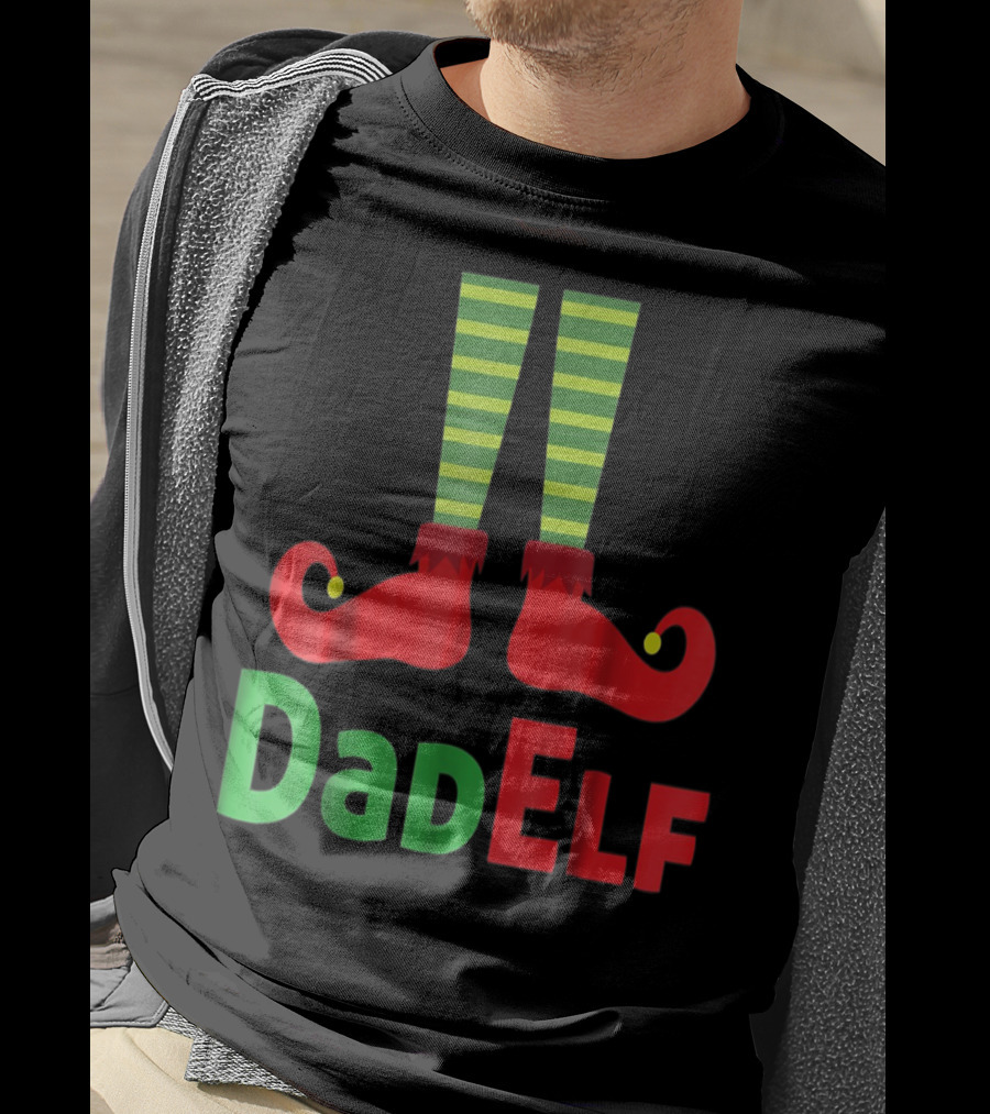 Dad Elf Christmas Family Matching Pajama Party T-Shirt