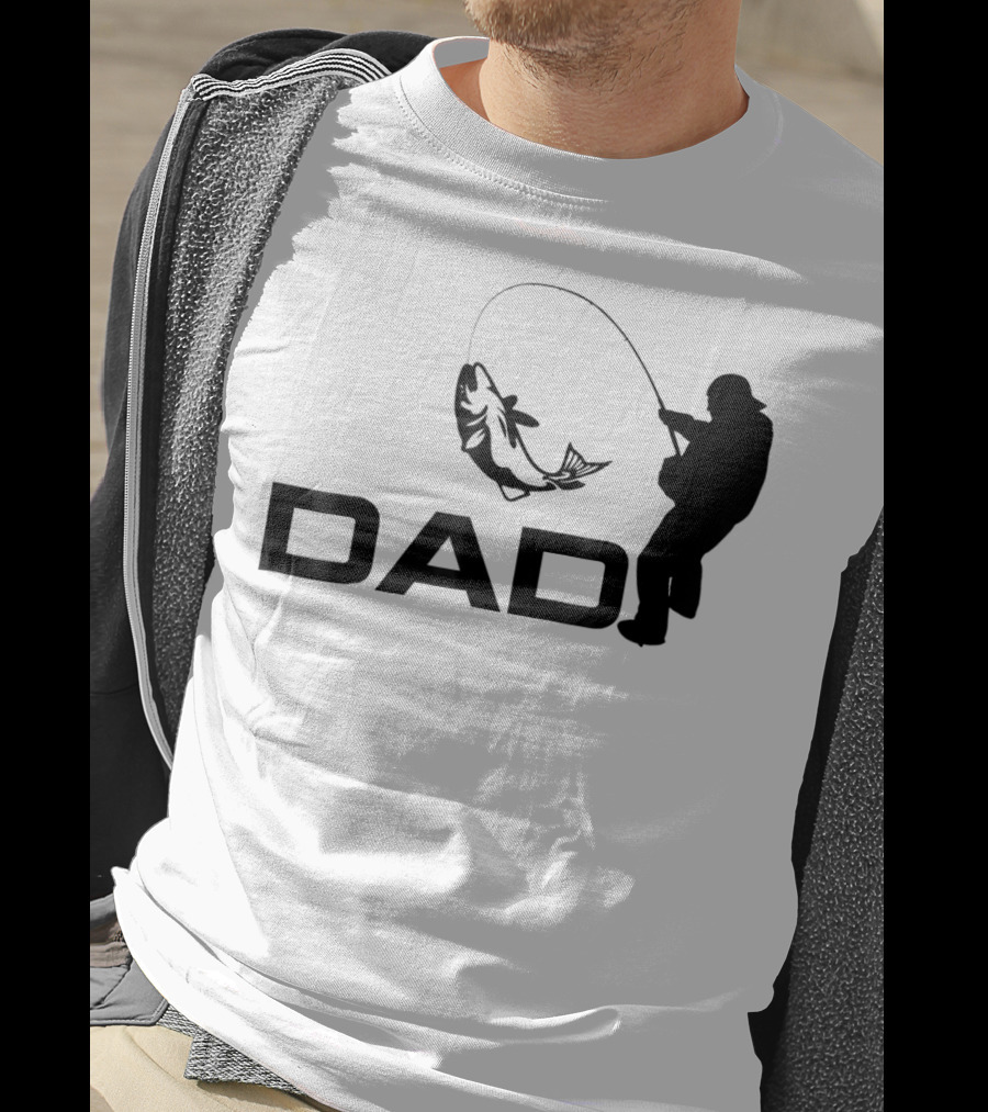 Dad Fishing Fisherman Silhouette Catching Fish 031 T-Shirt