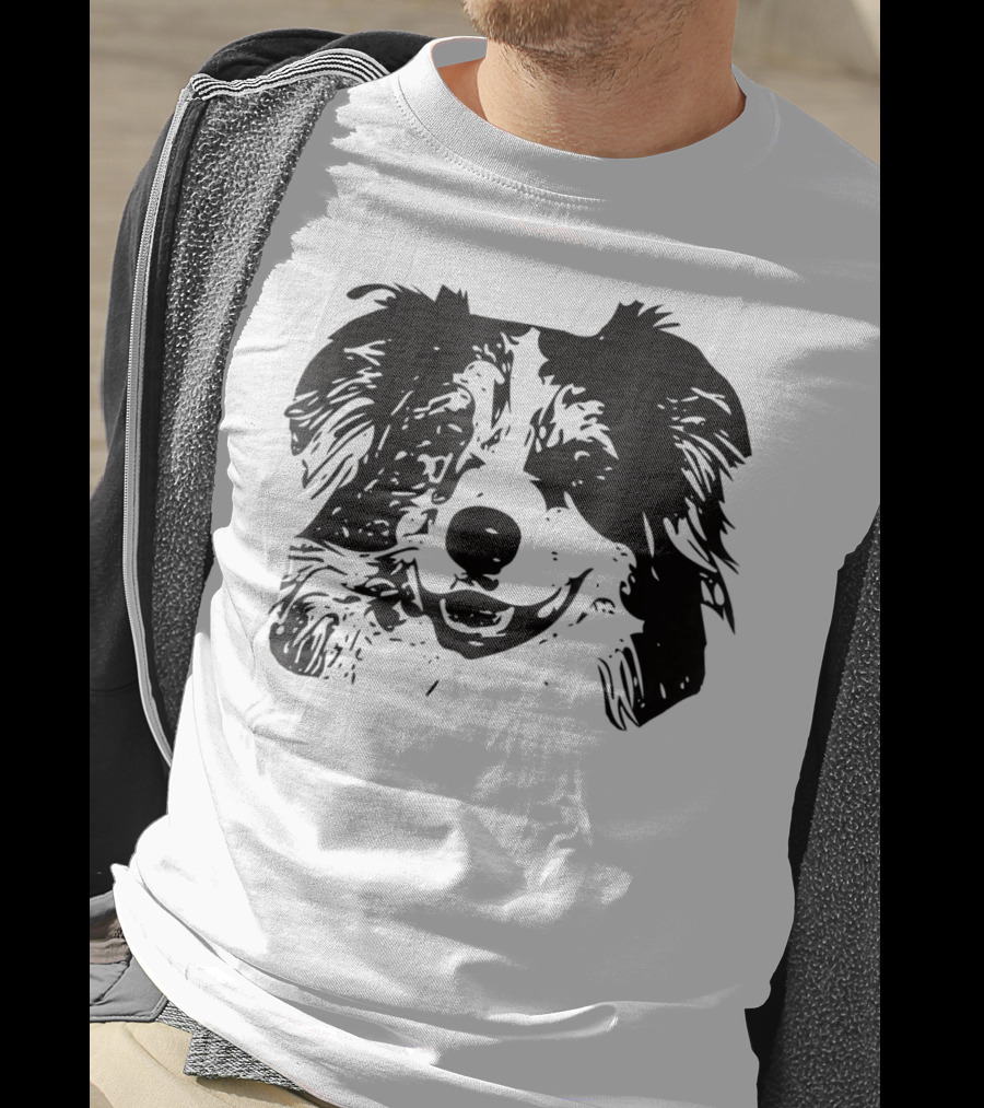 Australian Shepherd Dog Mom Or Dad Happy Face T-Shirt