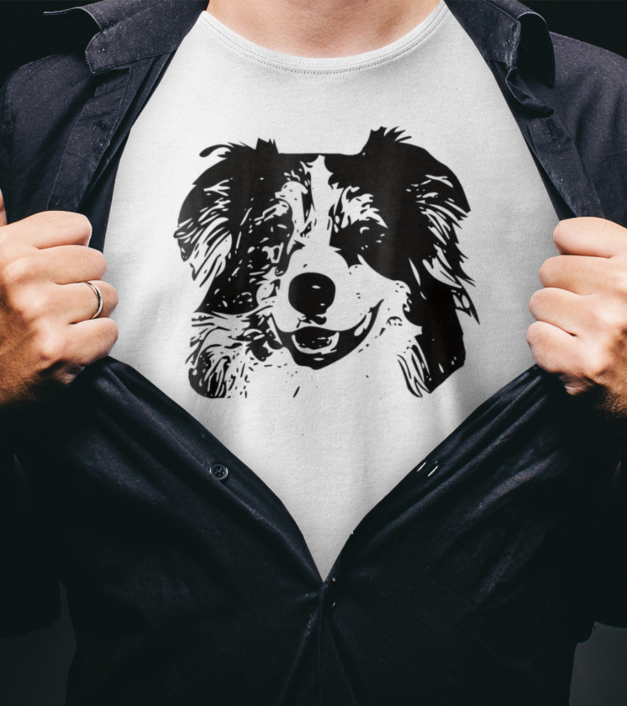 Australian Shepherd Dog Mom Or Dad Happy Face T-Shirt