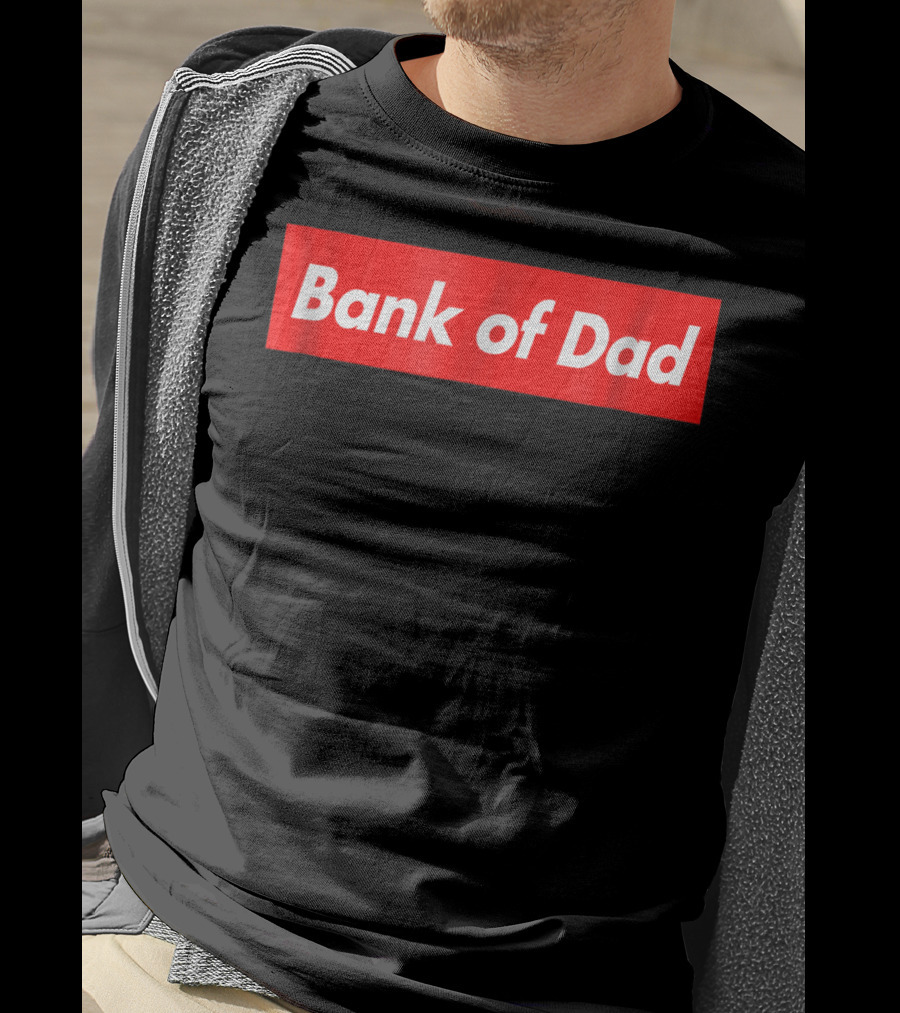 Bank Of Dad Red Box Logo Bold Capitalized T-Shirt