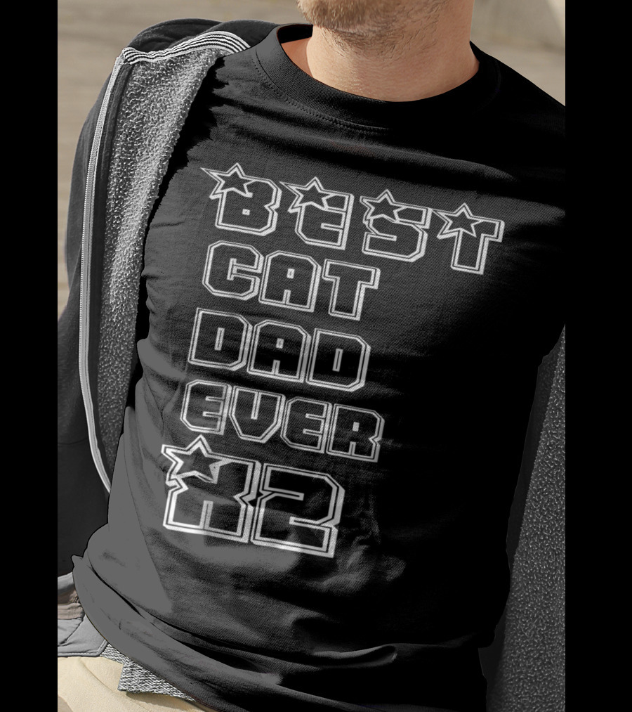 BEST CAT DAD EVER X2 Stars T-Shirt
