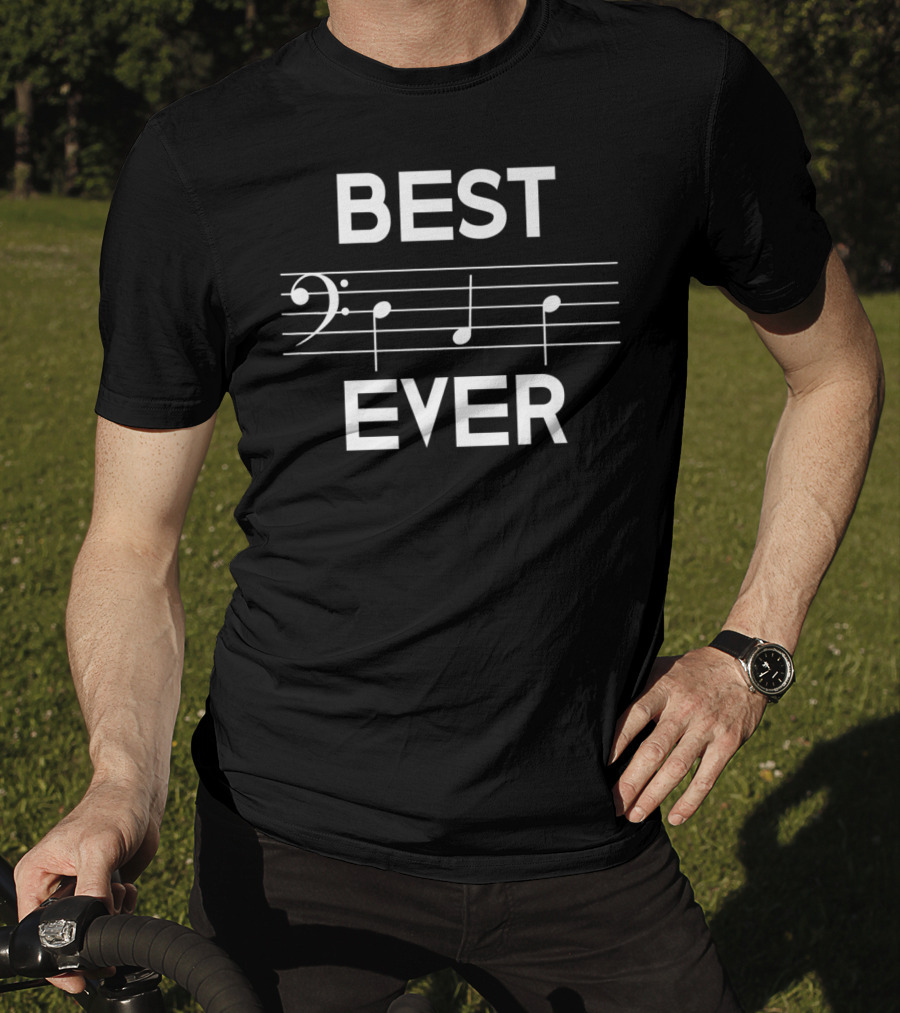 Best Dad Ever Music Bass Clef Note Clef Staff Composition T-Shirt
