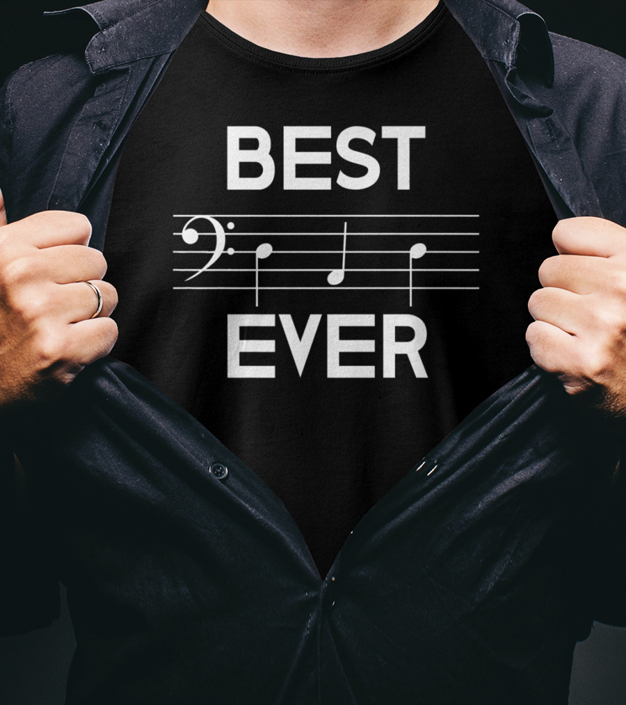 Best Dad Ever Music Bass Clef Note Clef Staff Composition T-Shirt