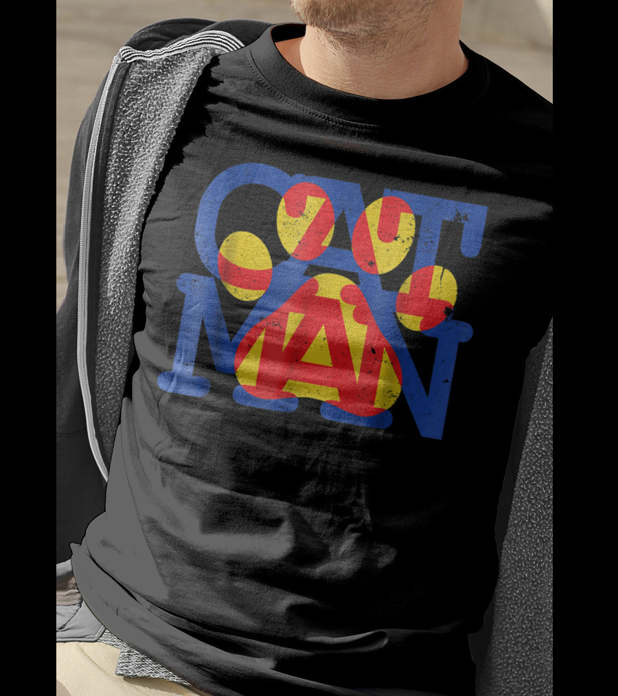 Cat Man Paw Print Graphic Cat Dad21 T-Shirt