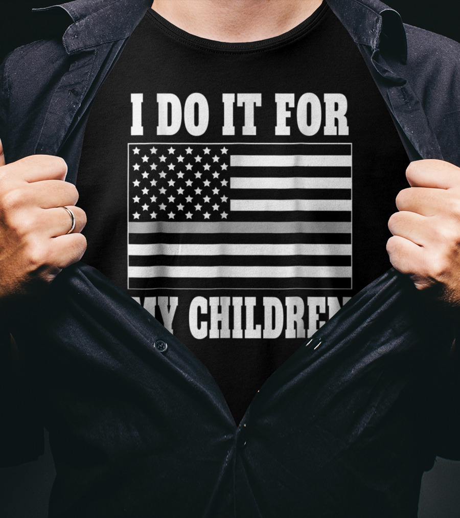 Corrections Officer Dad I Do It For My Children Thin Gray Line Flag T-Shirt