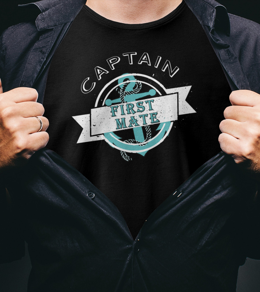Captain First Mate Sailor Anchor Dad T-Shirt