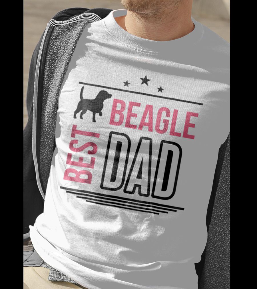 Best Beagle Dad Silhouette Stars T-Shirt