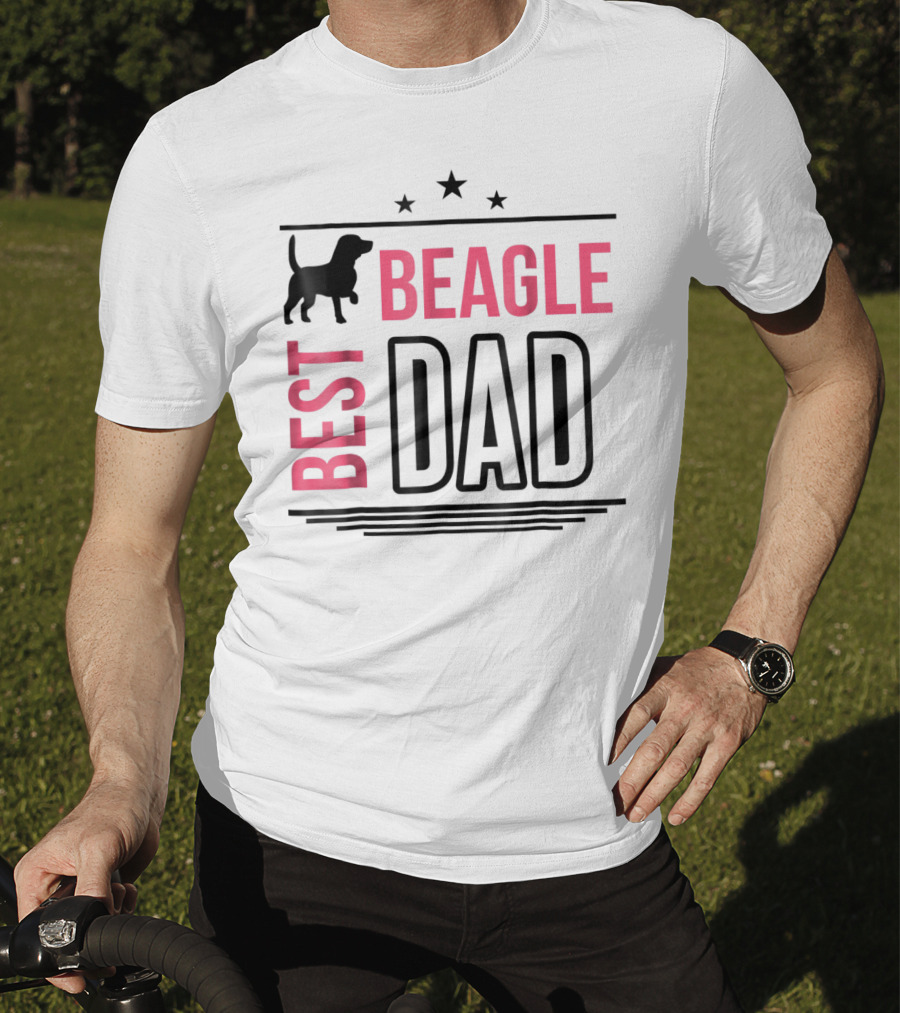 Best Beagle Dad Silhouette Stars T-Shirt