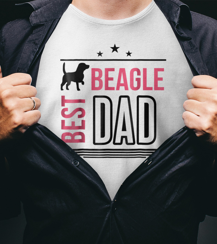 Best Beagle Dad Silhouette Stars T-Shirt