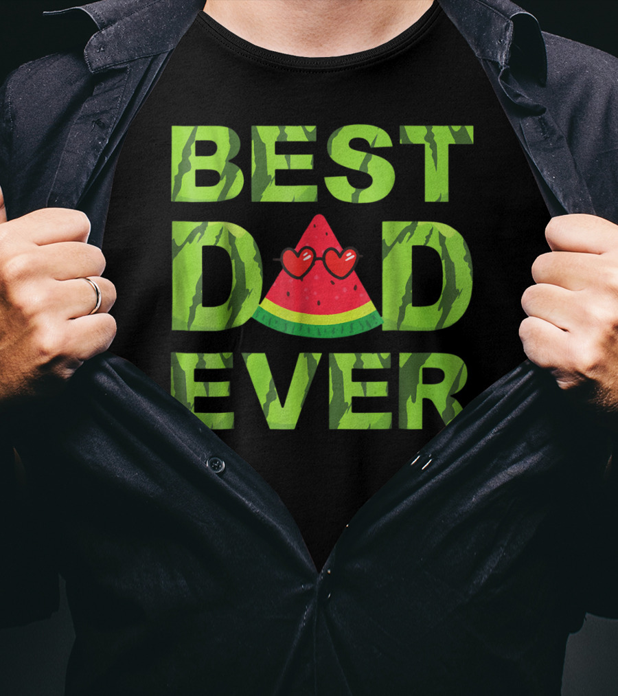 Best Dad Ever Watermelon Heart Eyes T-Shirt