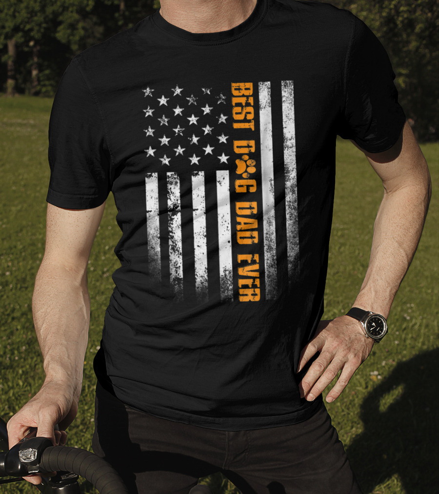 Best Dog Dad Ever American Flag Patriotic Tees83 T-Shirt