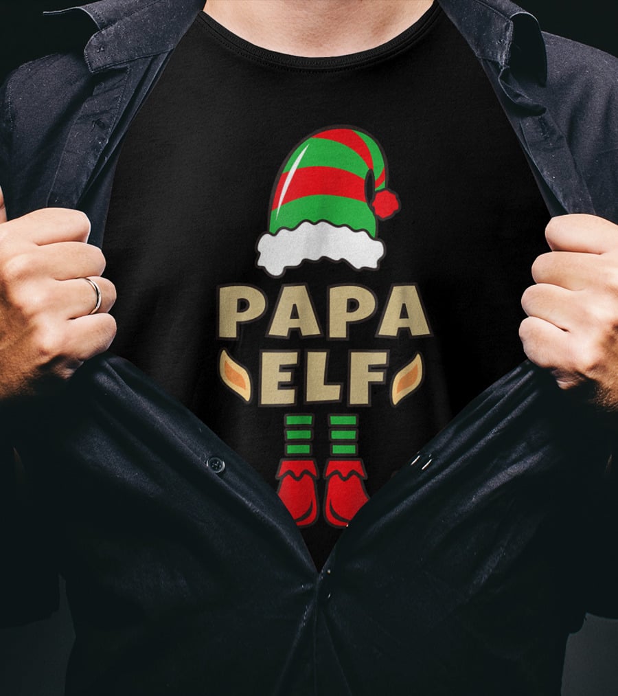 Papa Elf Christmas Elf Hat And Shoes T-Shirt
