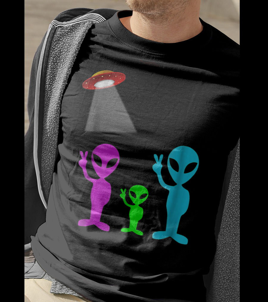 Alien Visitors Fun Space Science Wear Lt88 Peaceful Encounters T-Shirt