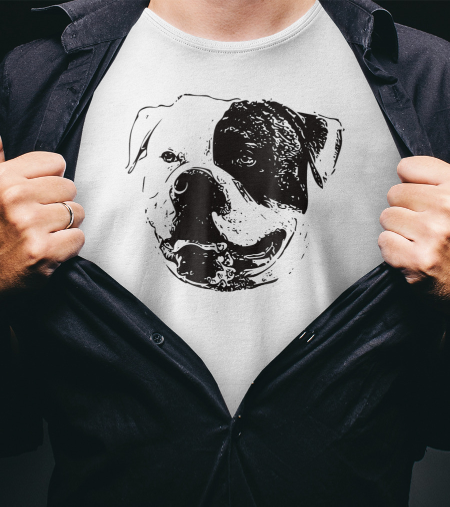 American Bulldog Dog Mom Or Dad Face T-Shirt