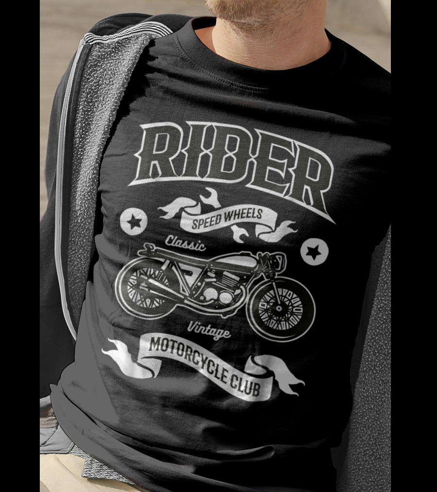 Rider Speed Wheels Classic Vintage Motorcycle Club American Vintage Motorcycles Biker Dad T-Shirt