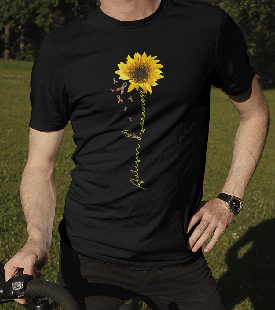 Autism Awareness Sunflower Puzzle Ribbon Kids69 T-Shirt
