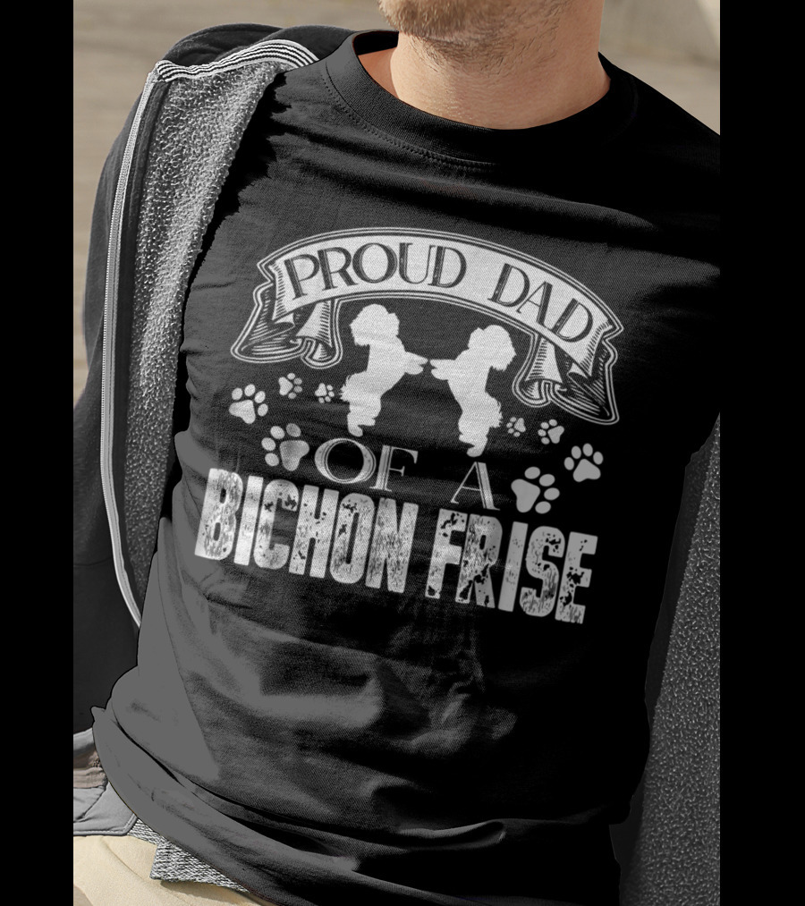 Proud Dad Of A Bichon Frise Paw Prints T-Shirt