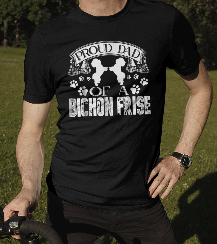 Proud Dad Of A Bichon Frise Paw Prints T-Shirt
