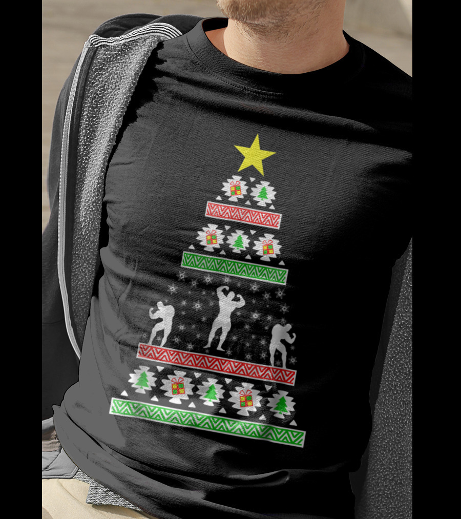 Body Building Christmas Tree Ugly Sweater Dad94 T-Shirt