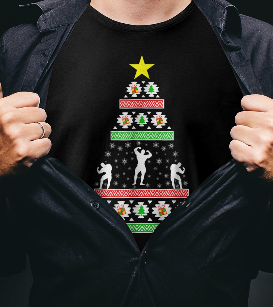 Body Building Christmas Tree Ugly Sweater Dad94 T-Shirt