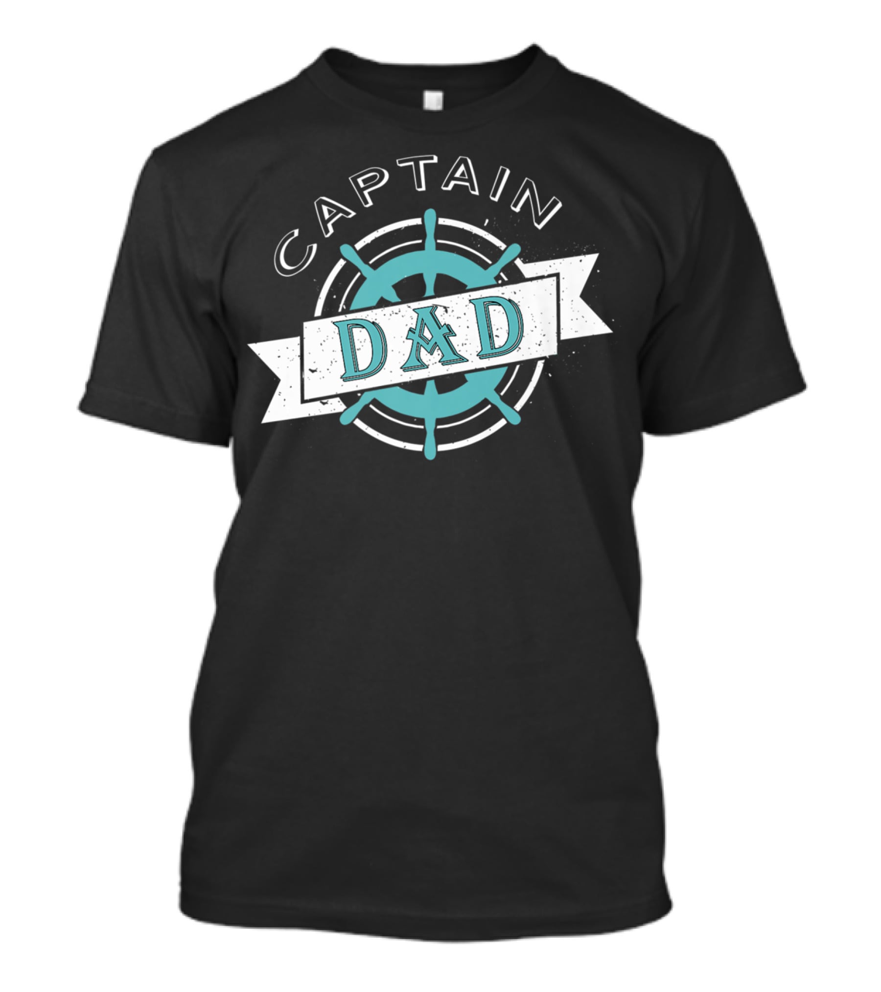 Captain Dad Nautical Sailor Wheel Emblem T-Shirt