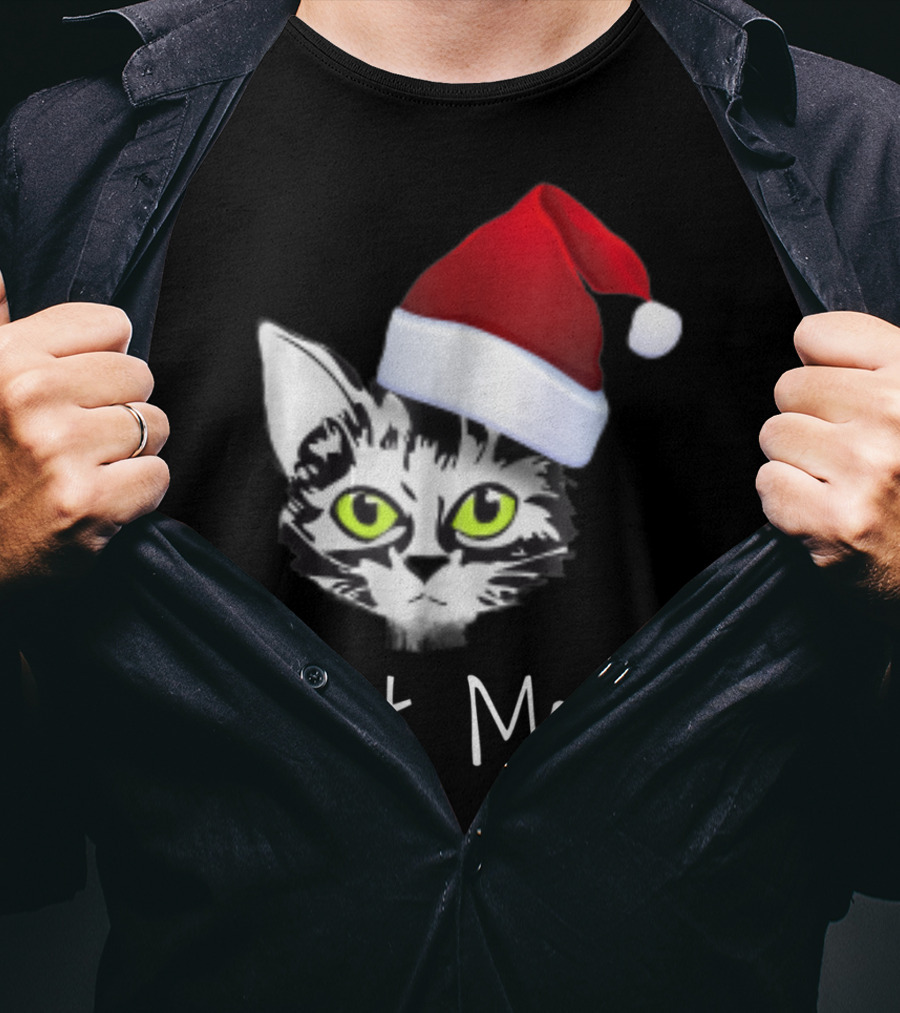 Cat Mom Christmas Santa Hat From Dad Son Daughter80 T-Shirt