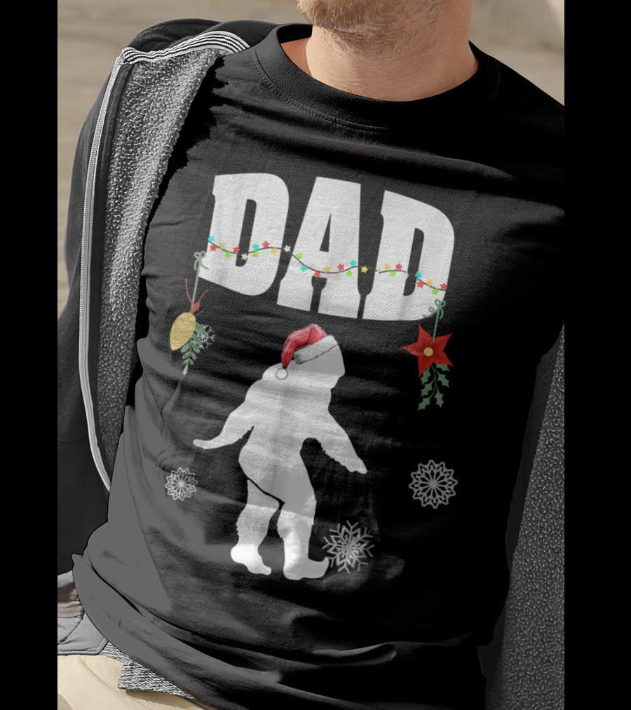 Dad Bigfoot Santa Christmas Family Matching T-Shirt