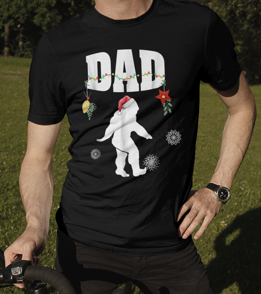 Dad Bigfoot Santa Christmas Family Matching T-Shirt