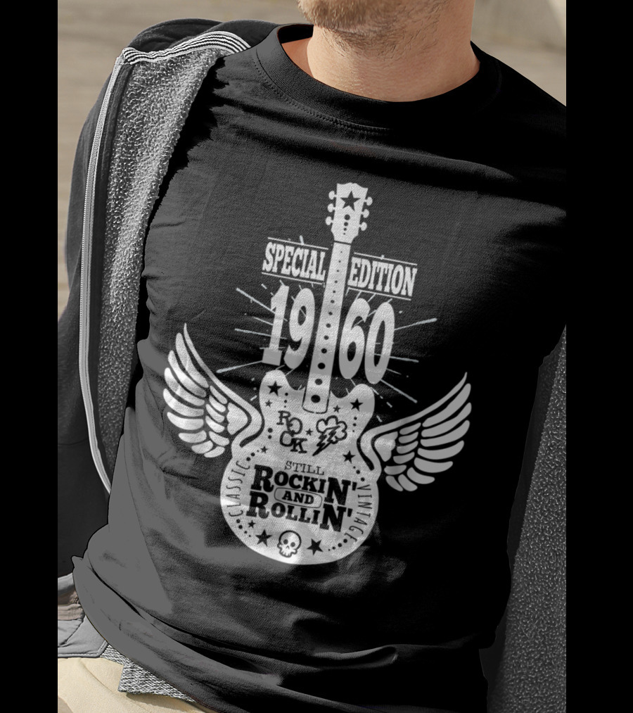Special Edition 1960 Vintage Classic Rock And Roll Winged Guitar T-Shirt