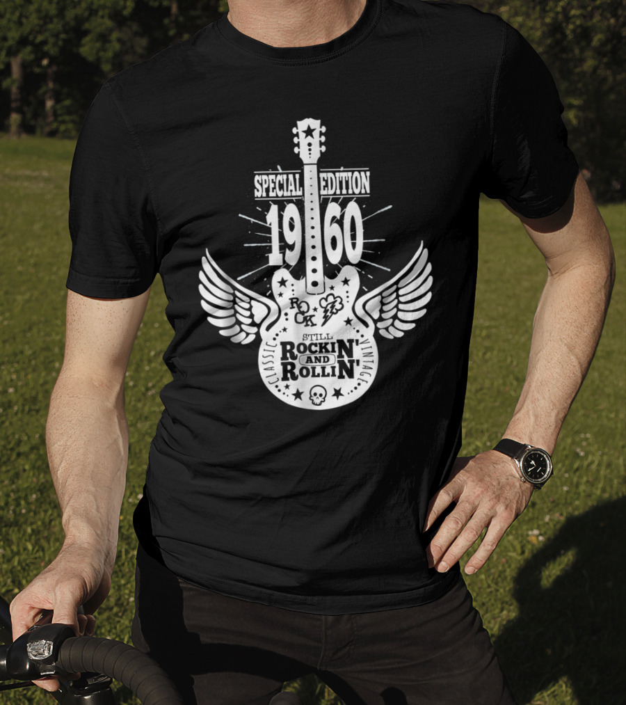 Special Edition 1960 Vintage Classic Rock And Roll Winged Guitar T-Shirt