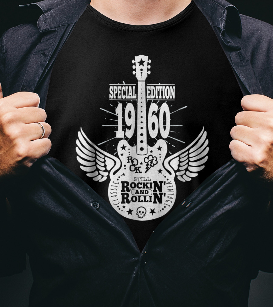 Special Edition 1960 Vintage Classic Rock And Roll Winged Guitar T-Shirt