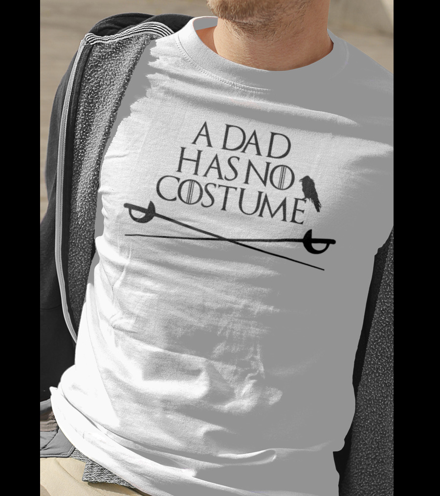 A Dad Has No Costume Funny Halloween Fencing Sword With Raven And Crossed Sabres T-Shirt